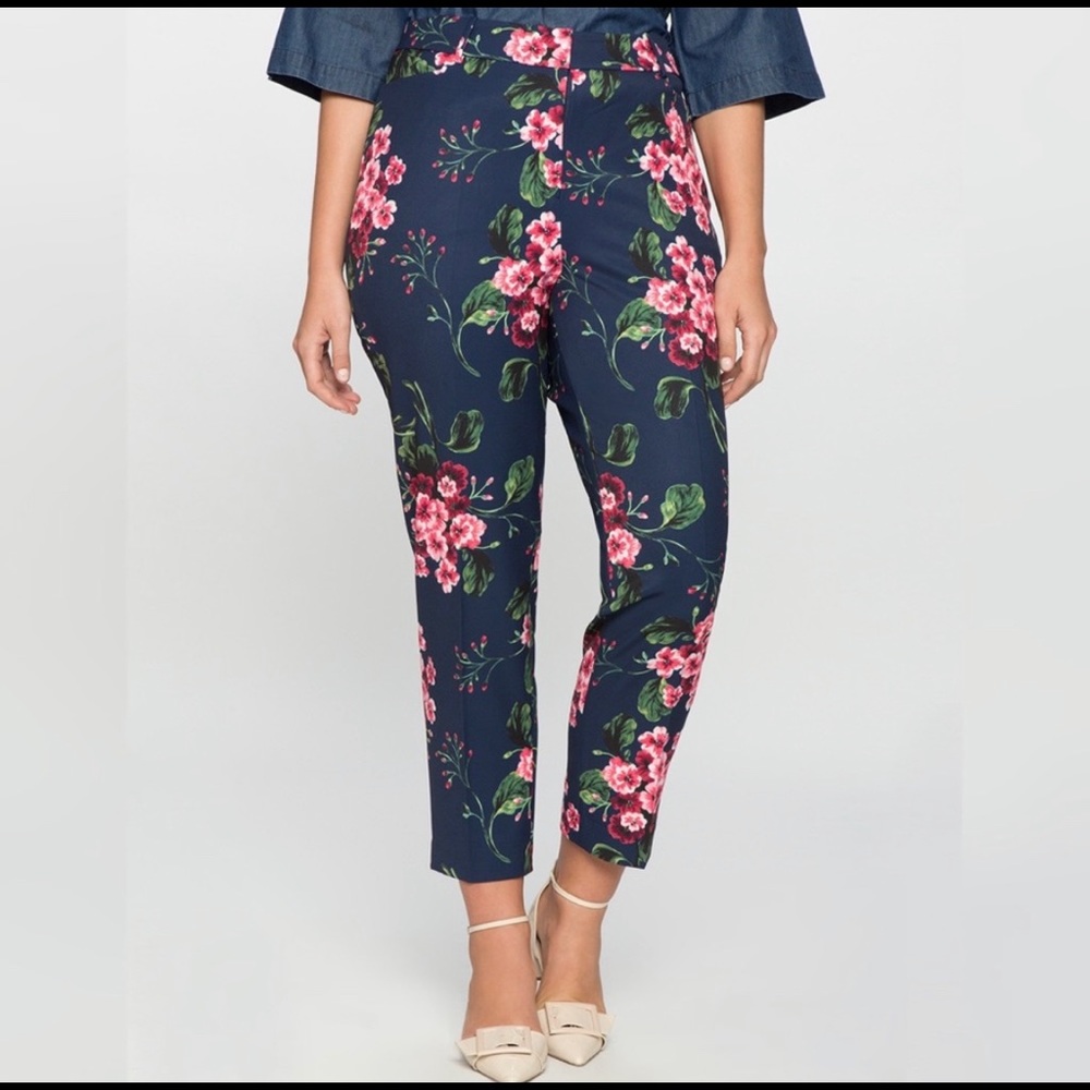 Eloquii Kady Fit Floral Print Crepe Stretch Pants EUC | Plus Size 22